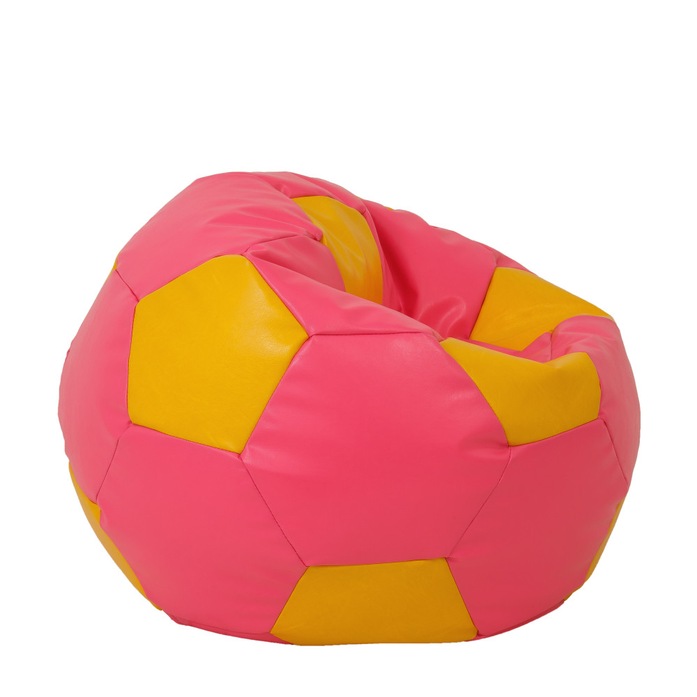 Fotoliu puf Extra Ball - imitatie piele - roz/galben Fotoliu puf Extra Ball - imitatie piele - roz/galben