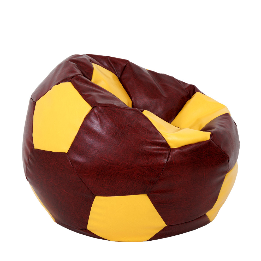 Fotoliu puf Extra Ball - imitatie piele - bordo/galben Fotoliu puf Extra Ball - imitatie piele - bordo/galben