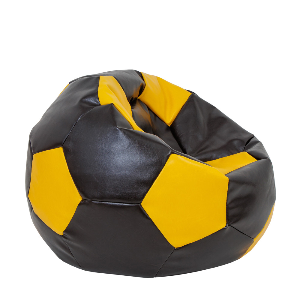 Fotoliu puf Extra Ball - imitatie piele - wenge/galben Fotoliu puf Extra Ball - imitatie piele - wenge/galben
