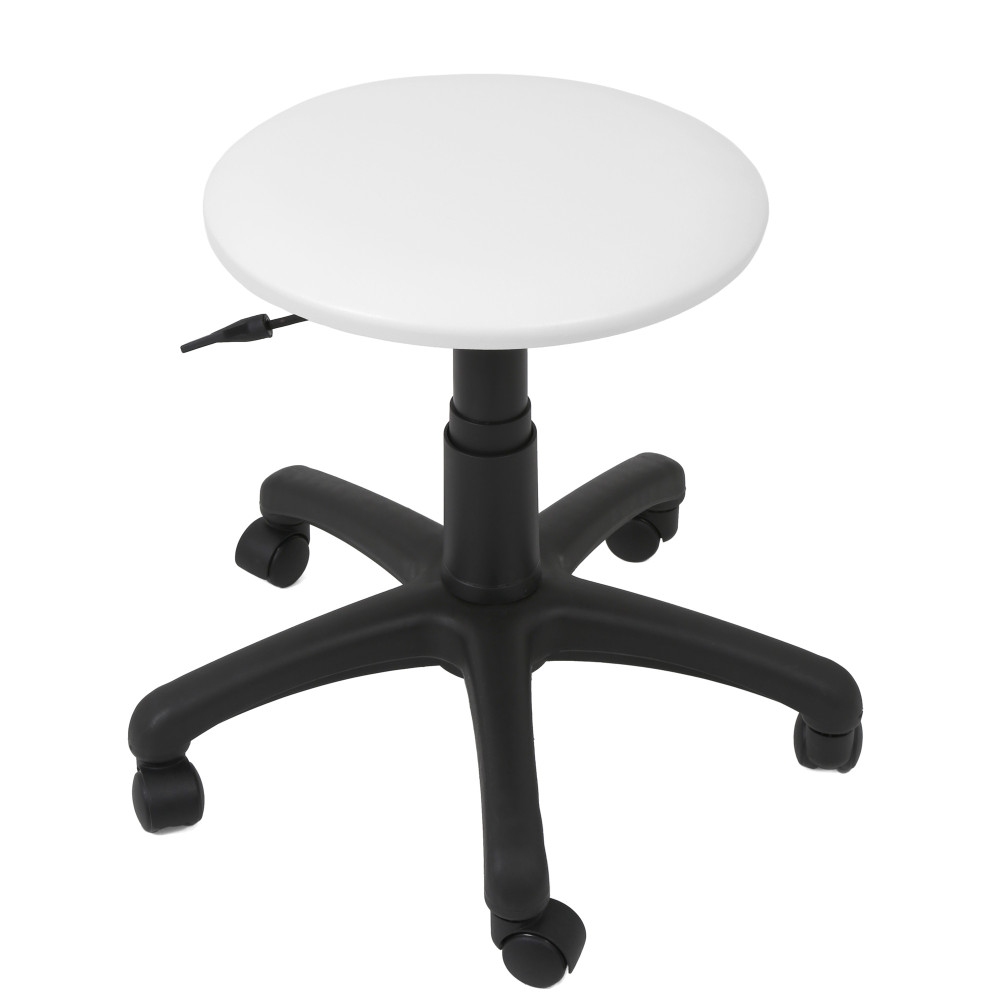 Scaun profesional, fara spatar - LABOR - imitatie piele alb