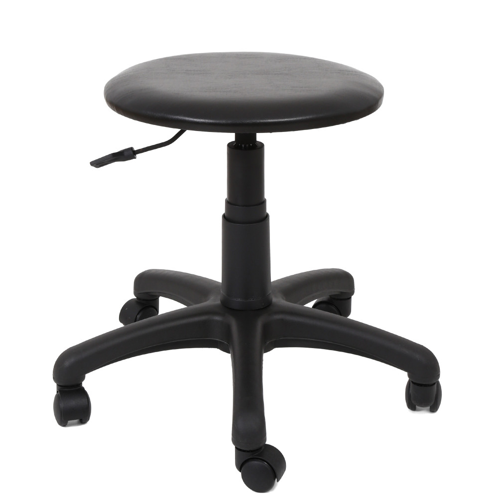 Scaun profesional, fara spatar - LABOR - imitatie piele neagra