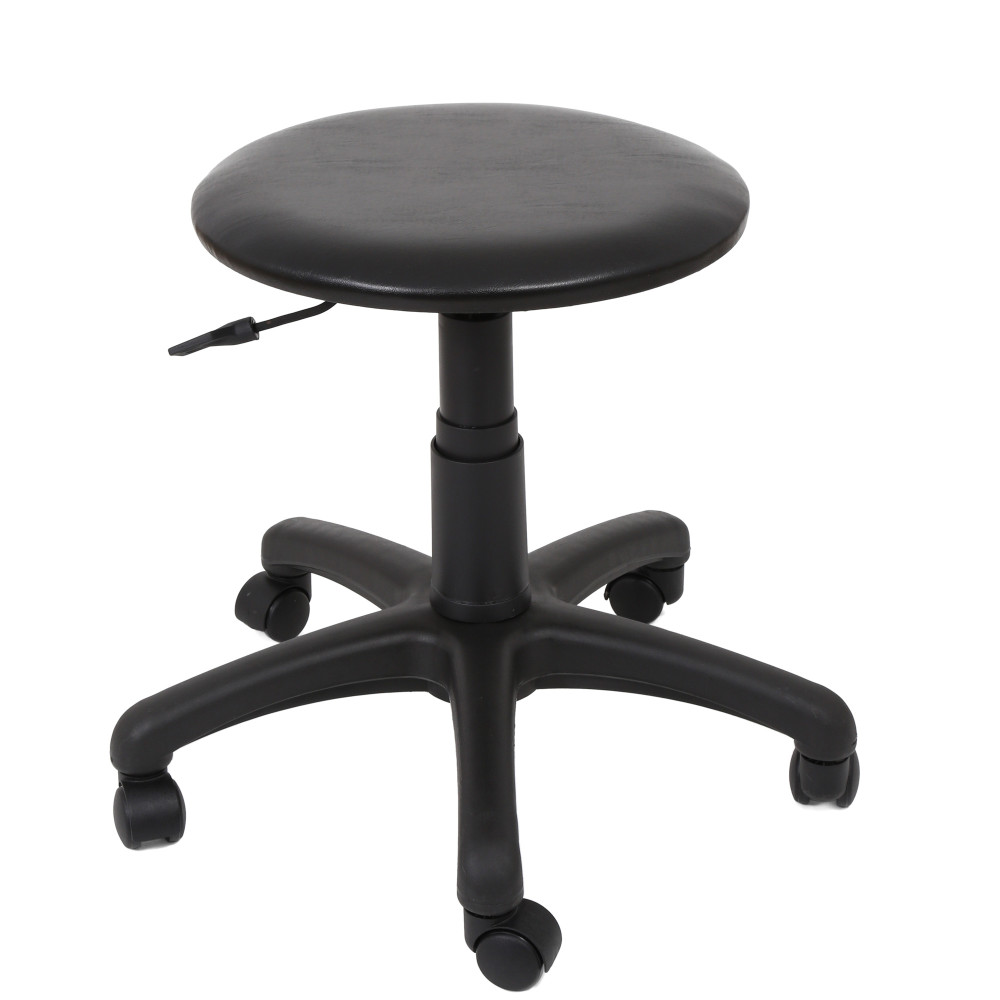 Scaun profesional, fara spatar - LABOR - imitatie piele neagra