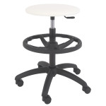 Scaun profesional inalt, fara spatar - LABOR EXTRA - imitatie piele alb