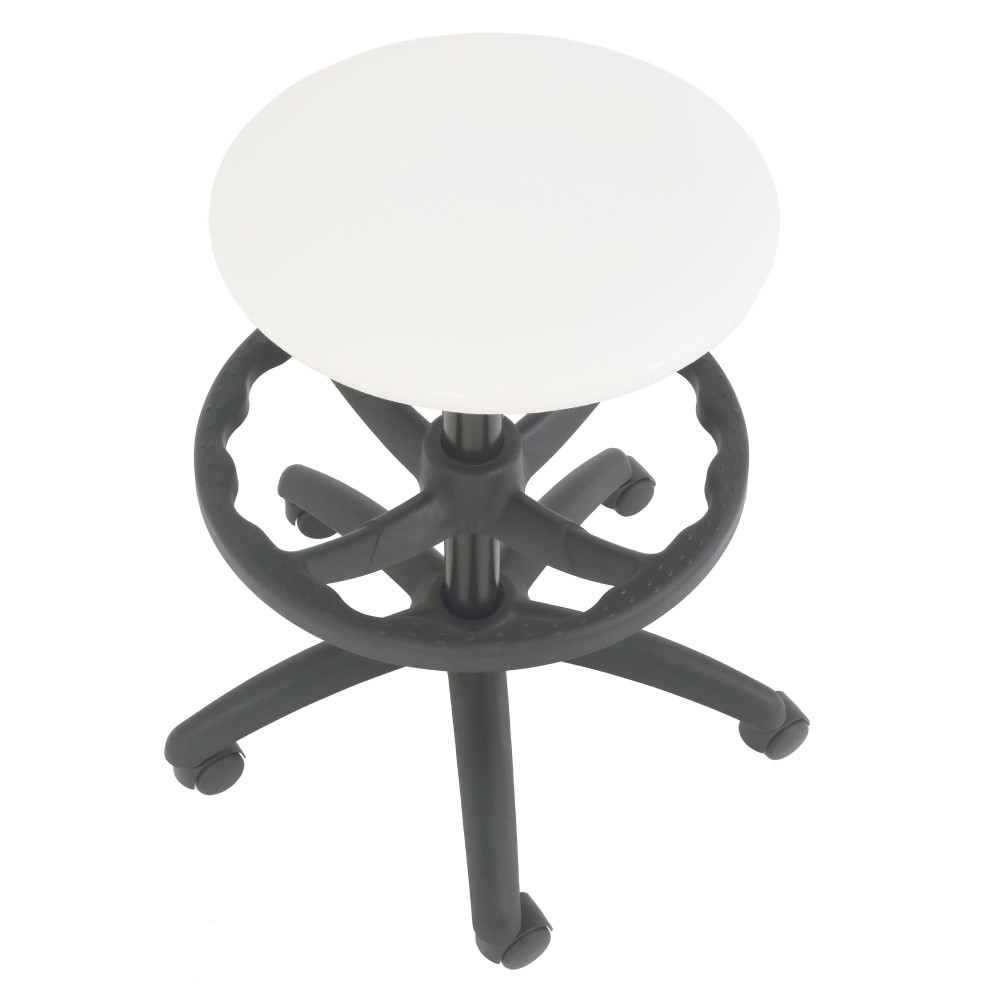 Scaun profesional inalt, fara spatar - LABOR EXTRA - imitatie piele alb