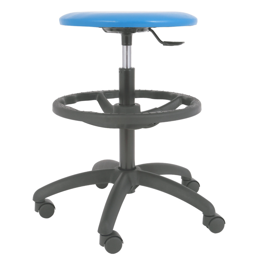 Scaun profesional inalt, fara spatar - LABOR EXTRA - imitatie piele albastru Scaun profesional inalt, fara spatar - LABOR EXTRA - imitatie piele albastru