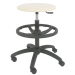 Scaun profesional inalt, fara spatar - LABOR EXTRA - imitatie piele crem