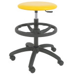 Scaun profesional inalt, fara spatar - LABOR EXTRA - imitatie piele galben