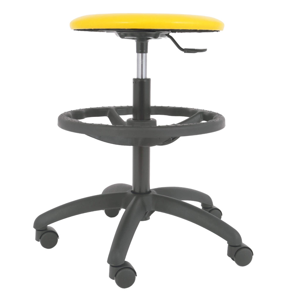 Scaun profesional inalt, fara spatar - LABOR EXTRA - imitatie piele galben