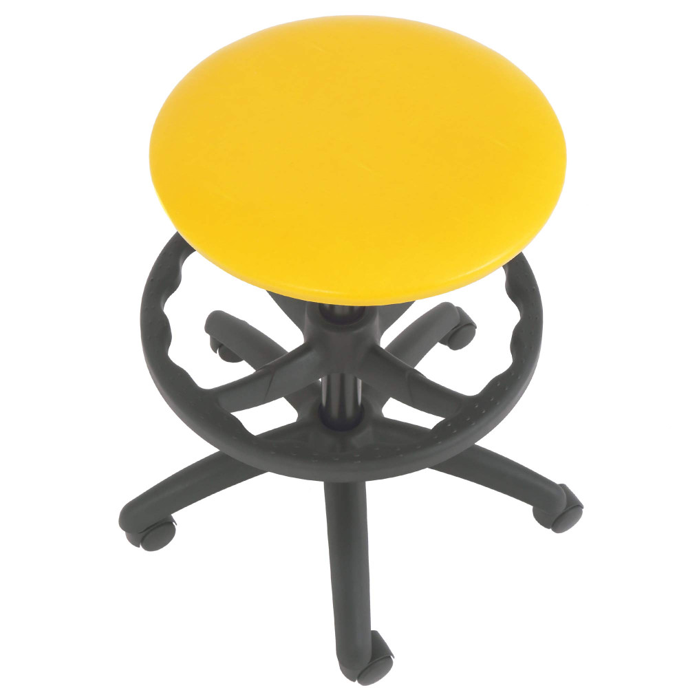 Scaun profesional inalt, fara spatar - LABOR EXTRA - imitatie piele galben