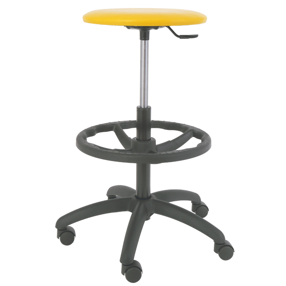 Scaun profesional inalt, fara spatar - LABOR EXTRA - imitatie piele galben