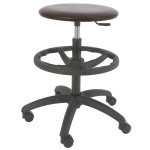 Scaun profesional inalt, fara spatar - LABOR EXTRA - imitatie piele maro
