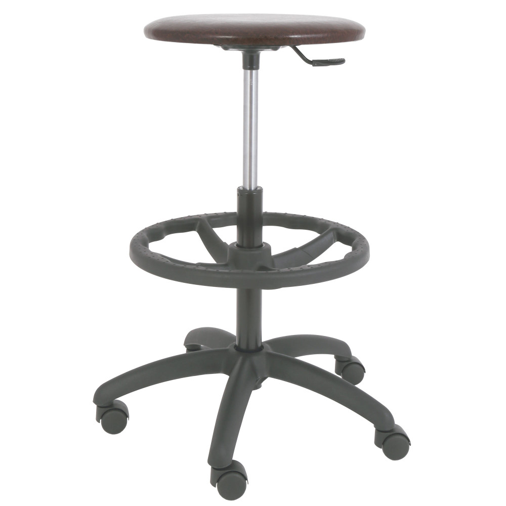 Scaun profesional inalt, fara spatar - LABOR EXTRA - imitatie piele maro