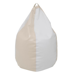 Fotoliu puf Mara - imitatie piele - crem/alb