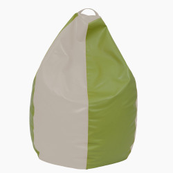 Fotoliu puf Mara - imitatie piele - crem/verde