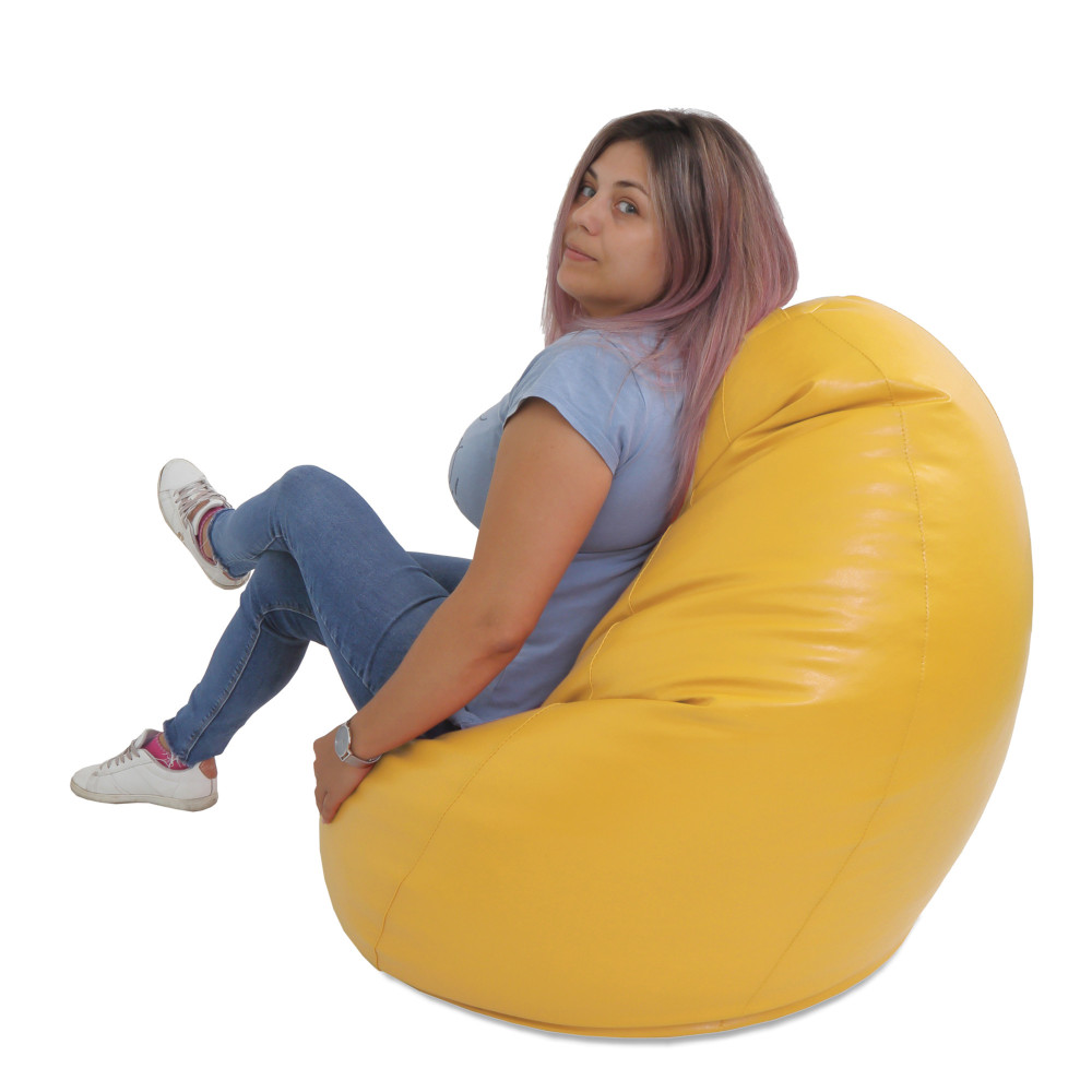 Fotoliu puf Mara - imitatie piele - galben Fotoliu puf Mara - imitatie piele - galben