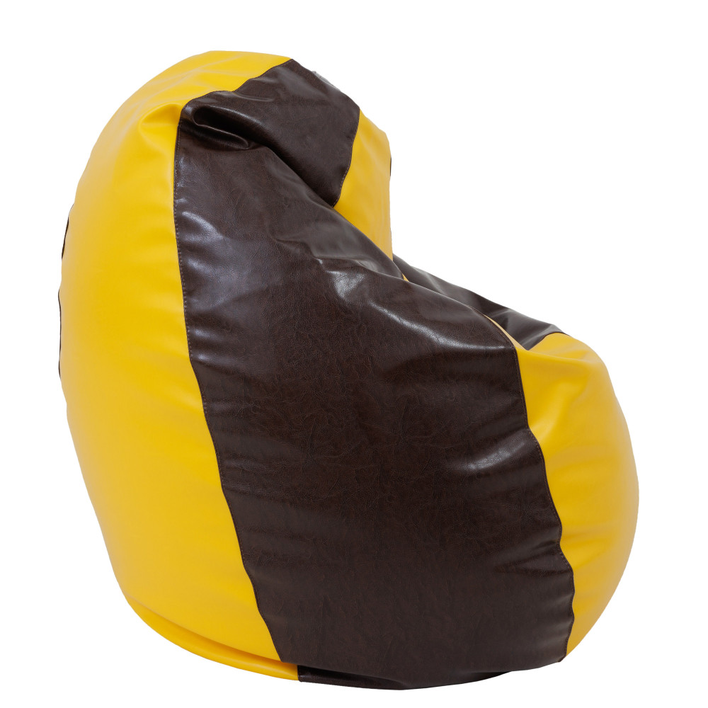 Fotoliu puf Mara - imitatie piele - maro/galben Fotoliu puf Mara - imitatie piele - maro/galben