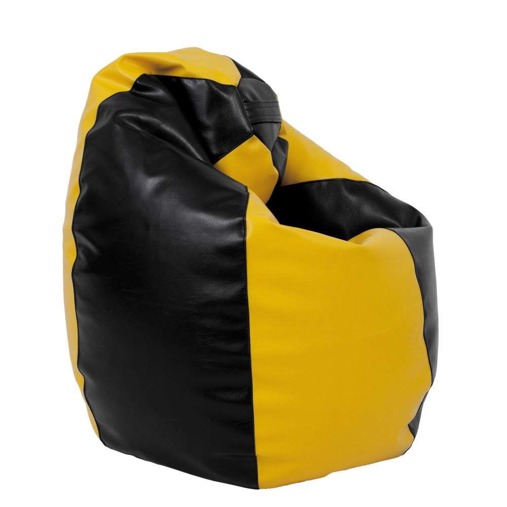 Fotoliu puf Mara - imitatie piele - negru/galben Fotoliu puf Mara - imitatie piele - negru/galben