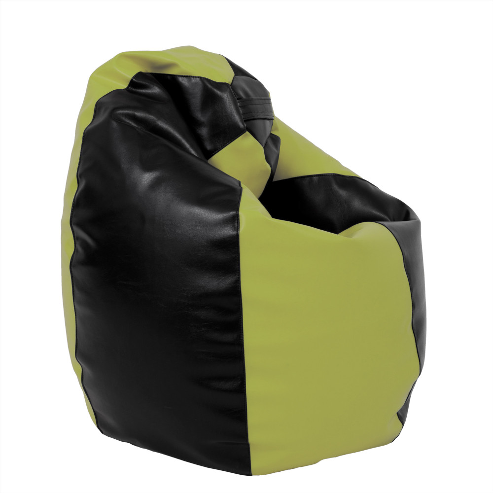 Fotoliu puf Mara - imitatie piele - negru/verde Fotoliu puf Mara - imitatie piele - negru/verde