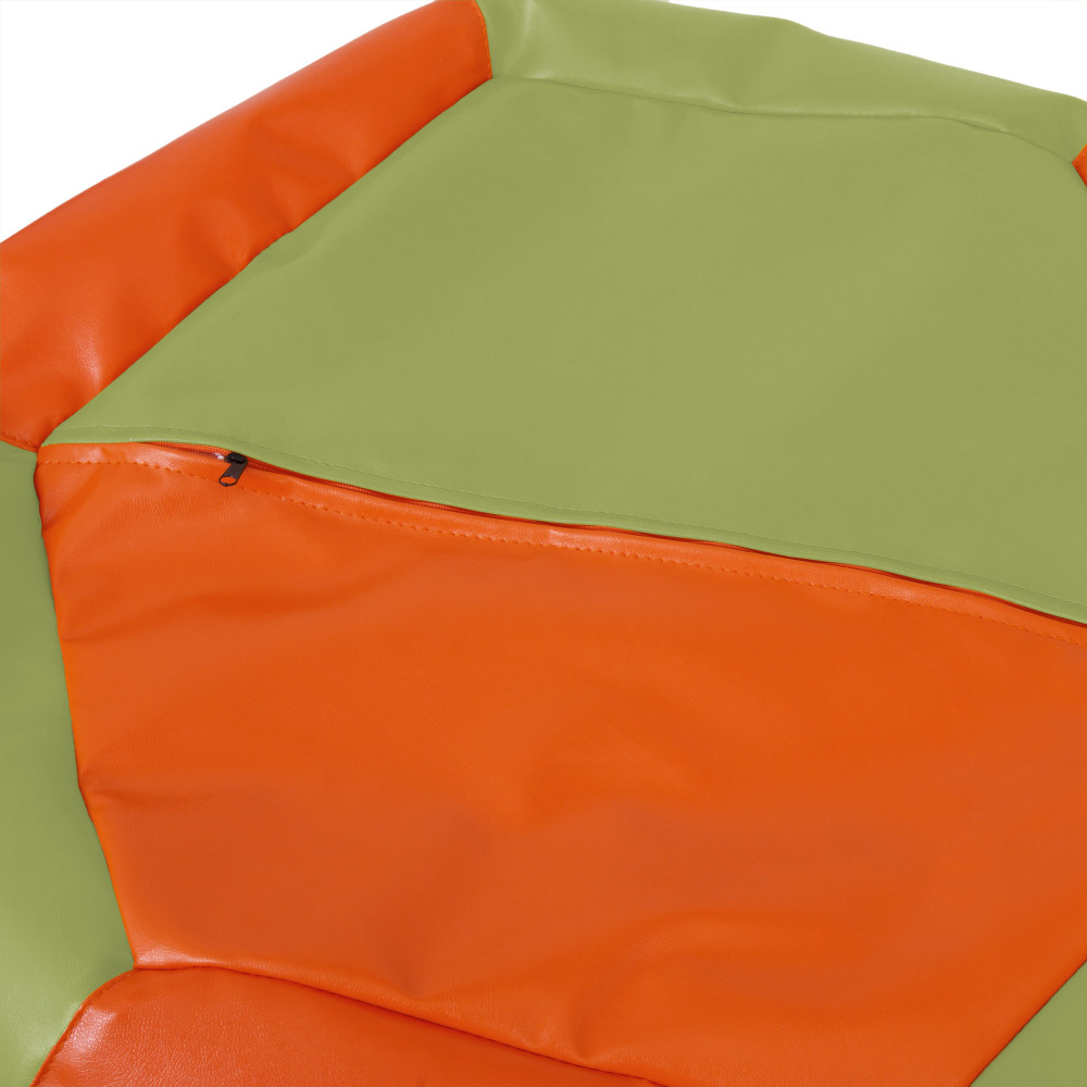 Fotoliu puf Mara - imitatie piele - portocaliu/verde Fotoliu puf Mara - imitatie piele - portocaliu/verde