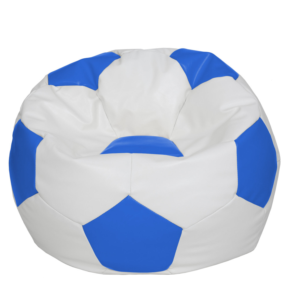 Fotoliu puf Mega Ball - imitatie piele - alb/albastru Fotoliu puf Mega Ball - imitatie piele - alb/albastru