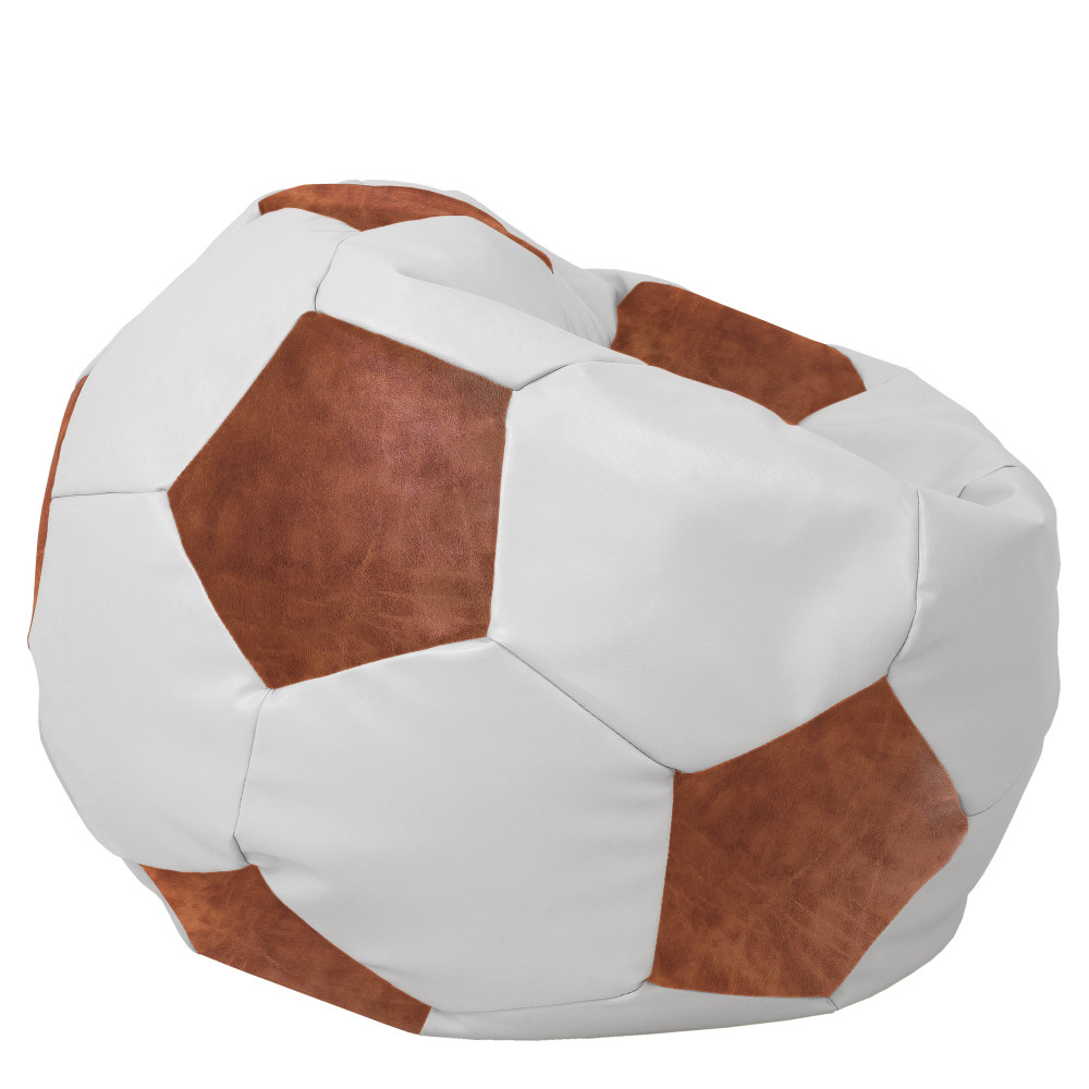 Fotoliu puf Mega Ball - imitatie piele - alb/cognac Fotoliu puf Mega Ball - imitatie piele - alb/cognac