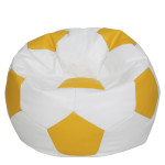 Fotoliu puf Mega Ball - imitatie piele - alb/galben