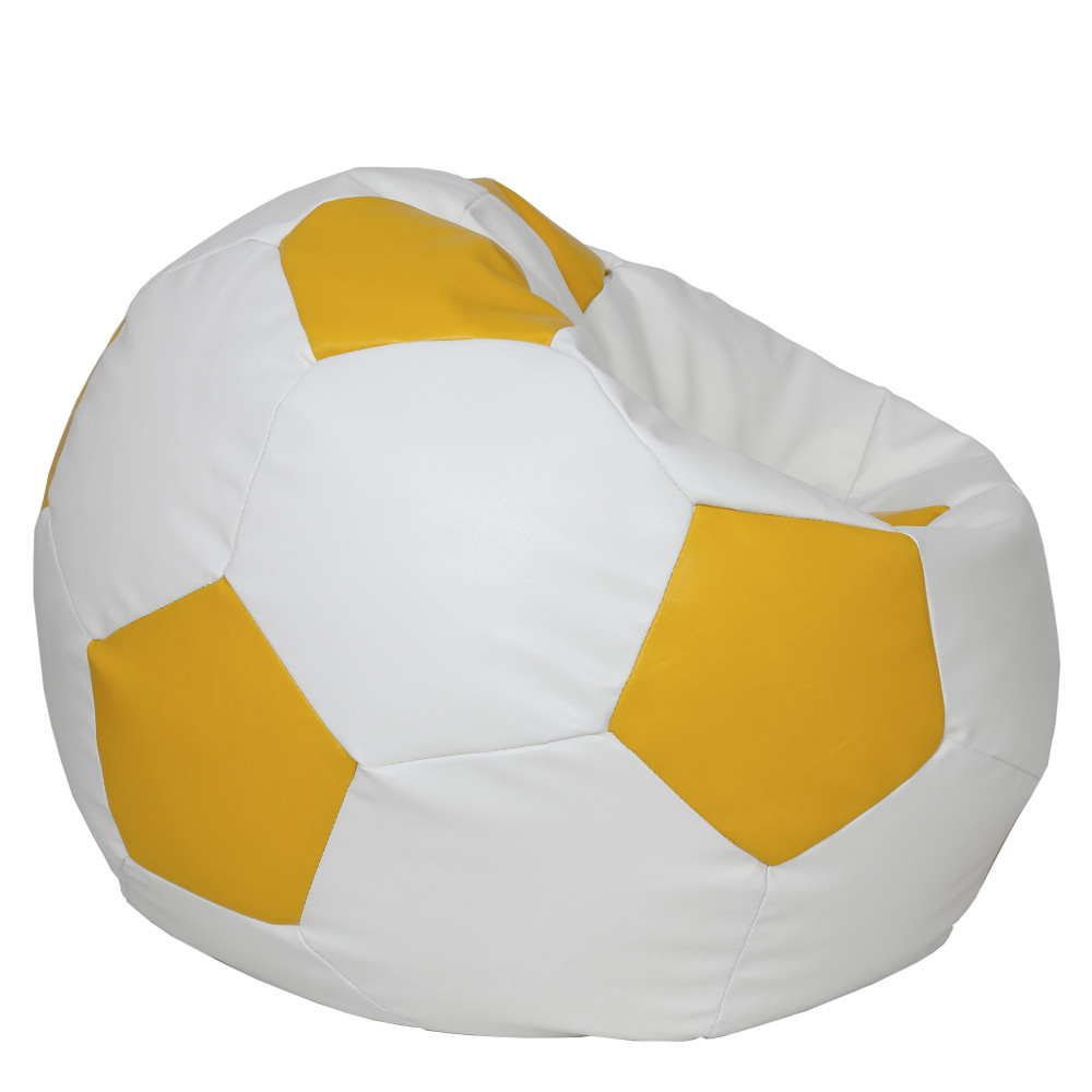 Fotoliu puf Mega Ball - imitatie piele - alb/galben Fotoliu puf Mega Ball - imitatie piele - alb/galben