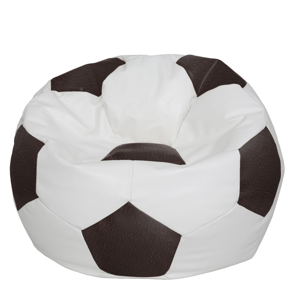 Fotoliu puf Mega Ball - imitatie piele - alb/maro Fotoliu puf Mega Ball - imitatie piele - alb/maro