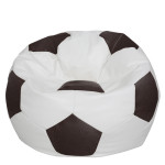 Fotoliu puf Mega Ball - imitatie piele - alb/maro