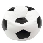 Fotoliu puf Mega Ball - imitatie piele - alb/negru