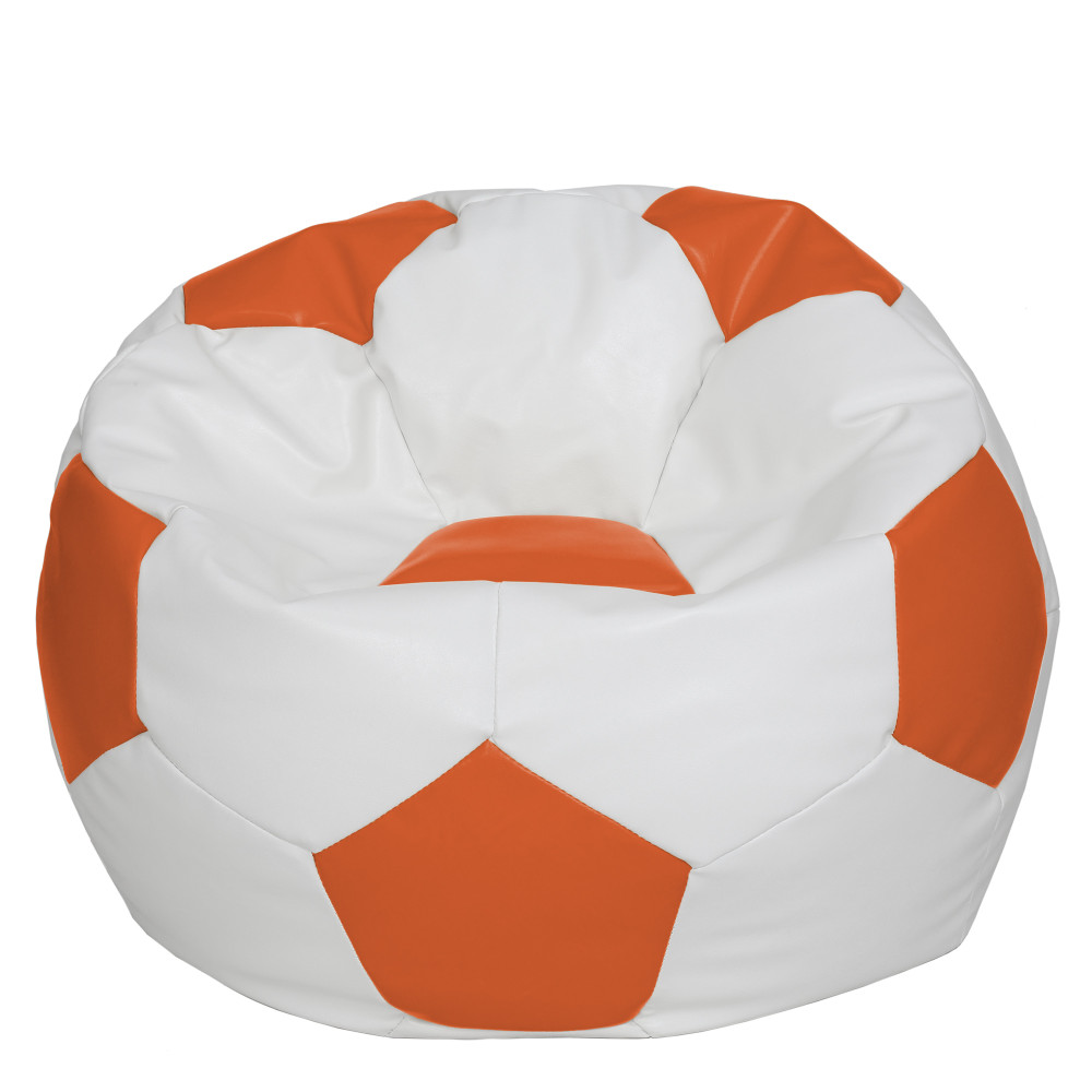 Fotoliu puf Mega Ball - imitatie piele - alb/portocaliu Fotoliu puf Mega Ball - imitatie piele - alb/portocaliu