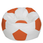 Fotoliu puf Mega Ball - imitatie piele - alb/portocaliu