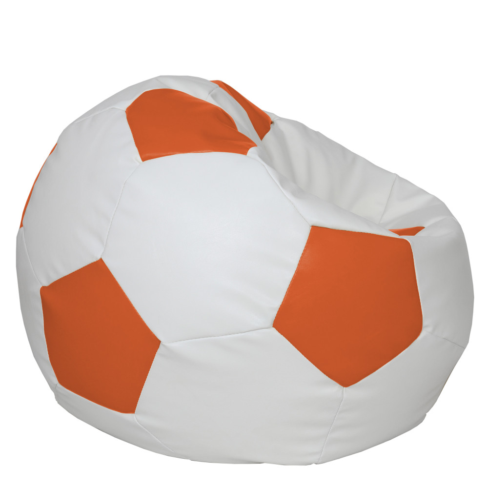 Fotoliu puf Mega Ball - imitatie piele - alb/portocaliu Fotoliu puf Mega Ball - imitatie piele - alb/portocaliu