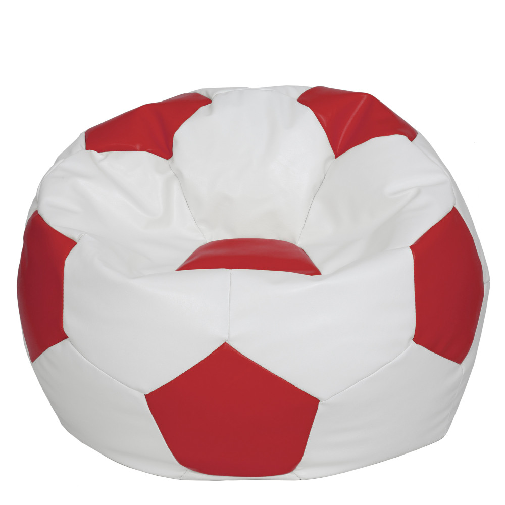 Fotoliu puf Mega Ball - imitatie piele - alb/rosu Fotoliu puf Mega Ball - imitatie piele - alb/rosu