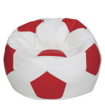 Fotoliu puf Mega Ball - imitatie piele - alb/rosu