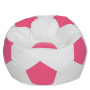 Fotoliu puf Mega Ball - imitatie piele - alb/roz