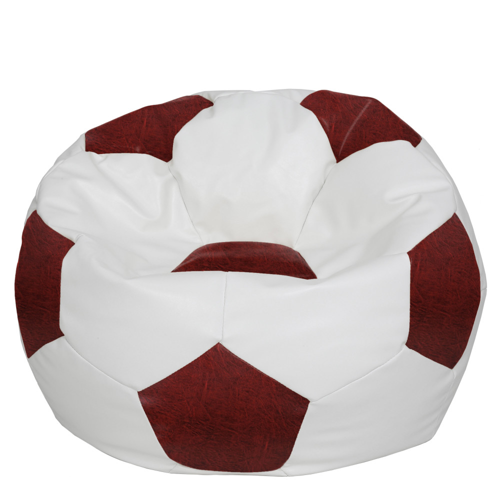 Fotoliu puf Mega Ball - imitatie piele - alb/bordo Fotoliu puf Mega Ball - imitatie piele - alb/bordo