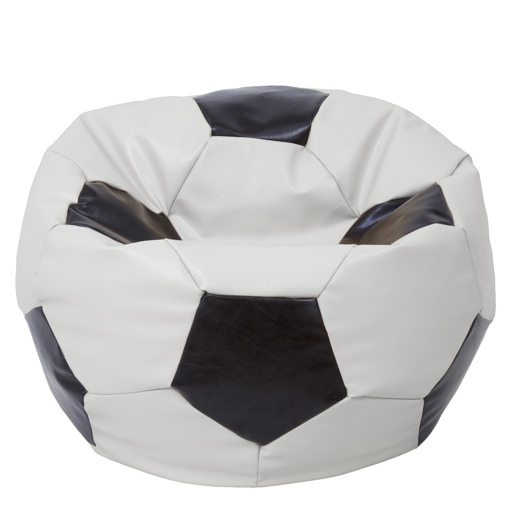 Fotoliu puf Mega Ball - imitatie piele - alb/wenge Fotoliu puf Mega Ball - imitatie piele - alb/wenge