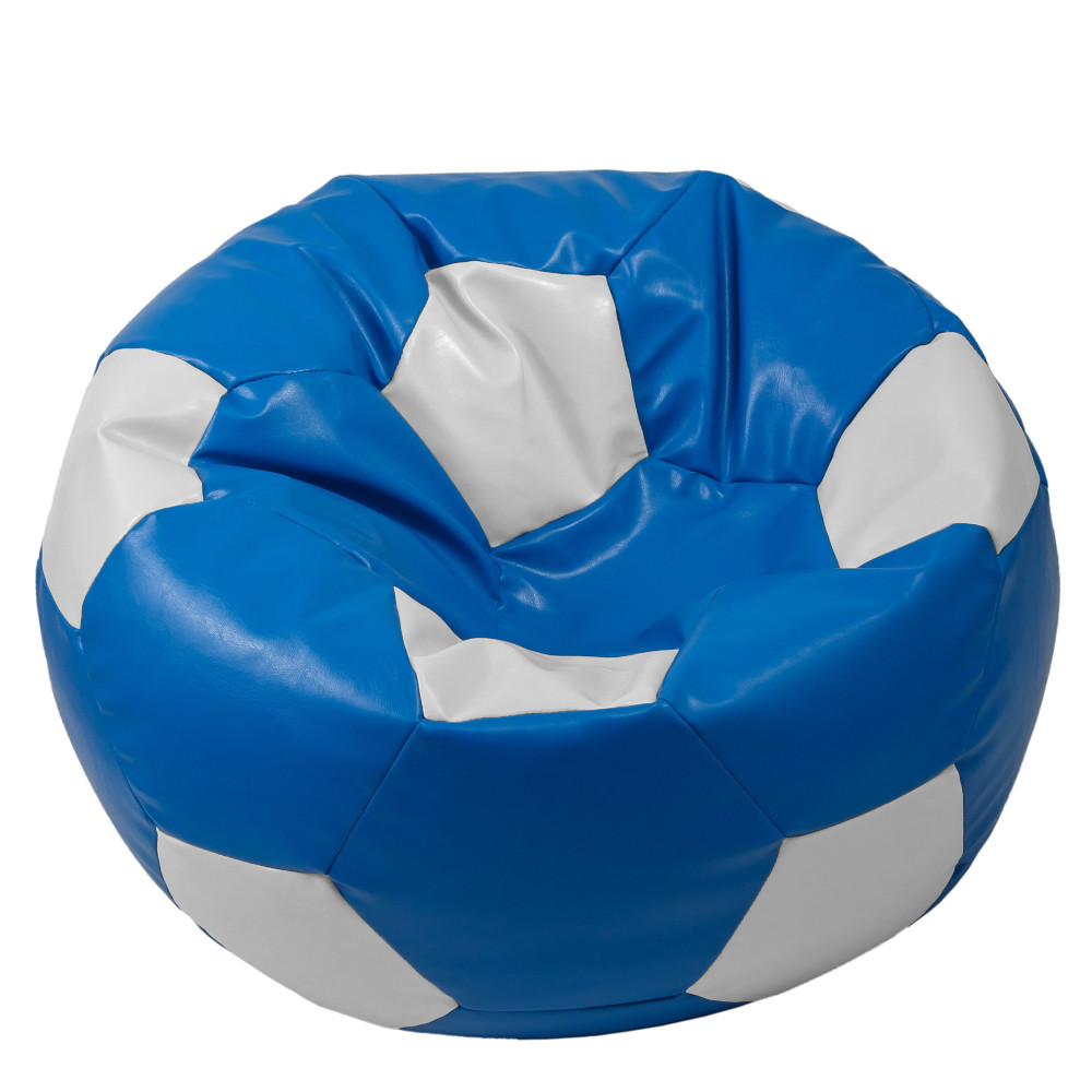 Fotoliu puf Mega Ball - imitatie piele - albastru/alb Fotoliu puf Mega Ball - imitatie piele - albastru/alb