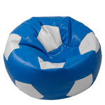 Fotoliu puf Mega Ball - imitatie piele - albastru/alb