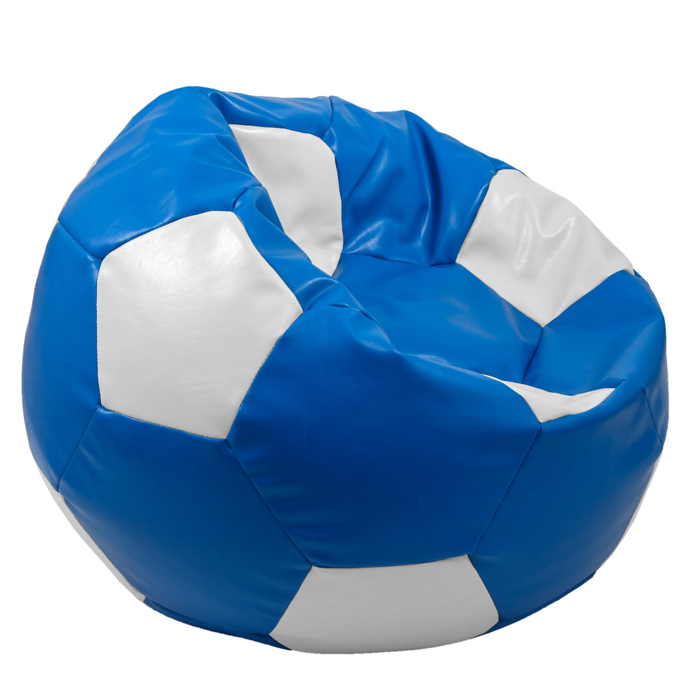 Fotoliu puf Mega Ball - imitatie piele - albastru/alb Fotoliu puf Mega Ball - imitatie piele - albastru/alb