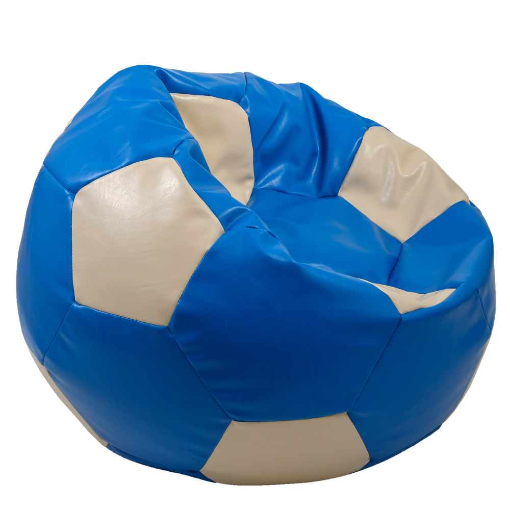 Fotoliu puf Mega Ball - imitatie piele - albastru/crem Fotoliu puf Mega Ball - imitatie piele - albastru/crem