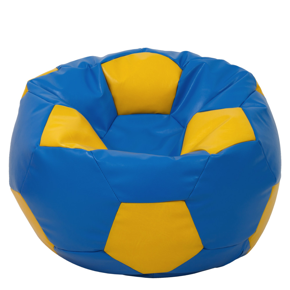 Fotoliu puf Mega Ball - imitatie piele - albastru/galben Fotoliu puf Mega Ball - imitatie piele - albastru/galben