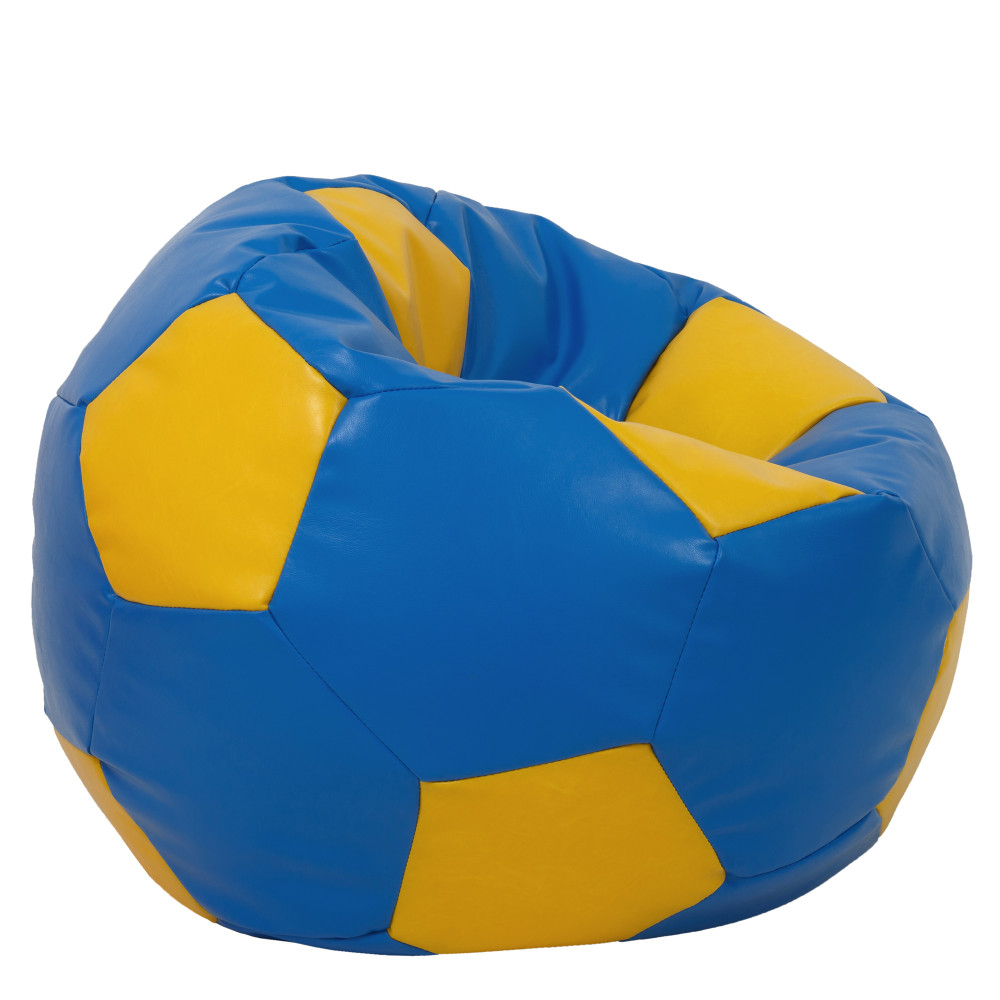 Fotoliu puf Mega Ball - imitatie piele - albastru/galben Fotoliu puf Mega Ball - imitatie piele - albastru/galben