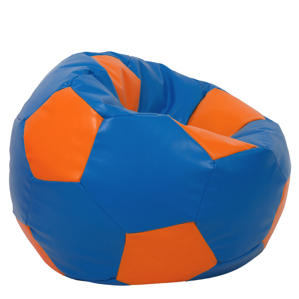 Fotoliu puf Mega Ball - imitatie piele - albastru/portocaliu Fotoliu puf Mega Ball - imitatie piele - albastru/portocaliu