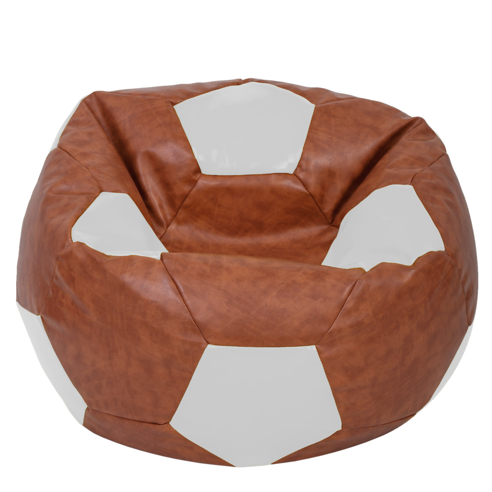 Fotoliu puf Mega Ball - imitatie piele - coniac/alb Fotoliu puf Mega Ball - imitatie piele - coniac/alb