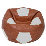 Fotoliu puf Mega Ball - imitatie piele - coniac/alb