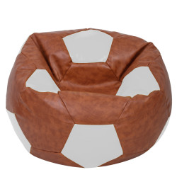 Fotoliu puf Mega Ball - imitatie piele - coniac/alb Fotoliu puf Mega Ball - imitatie piele - coniac/alb