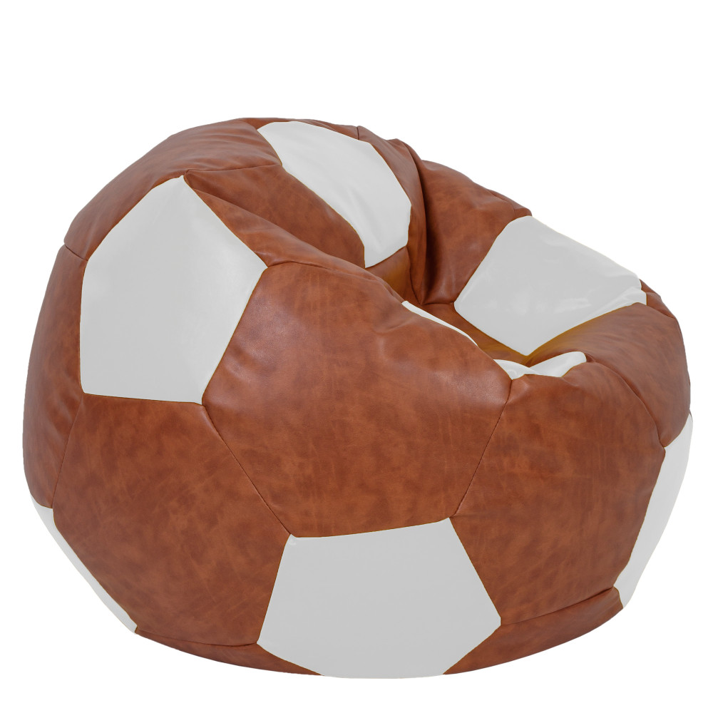 Fotoliu puf Mega Ball - imitatie piele - coniac/alb Fotoliu puf Mega Ball - imitatie piele - coniac/alb