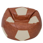 Fotoliu puf Mega Ball - imitatie piele - coniac/crem